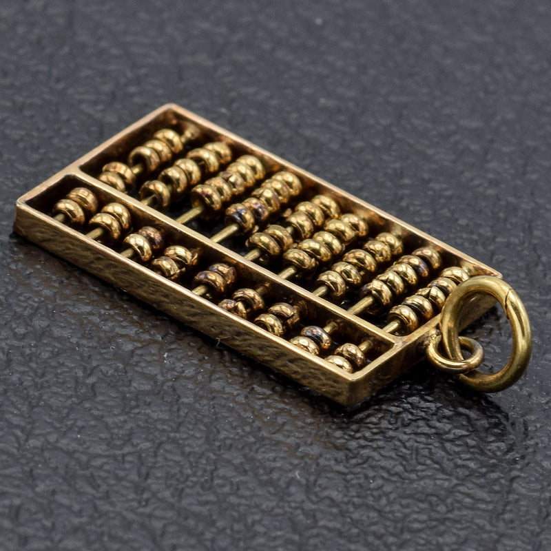 Vintage 14K Yellow Gold Abacus Counting Frame Charm Pendant