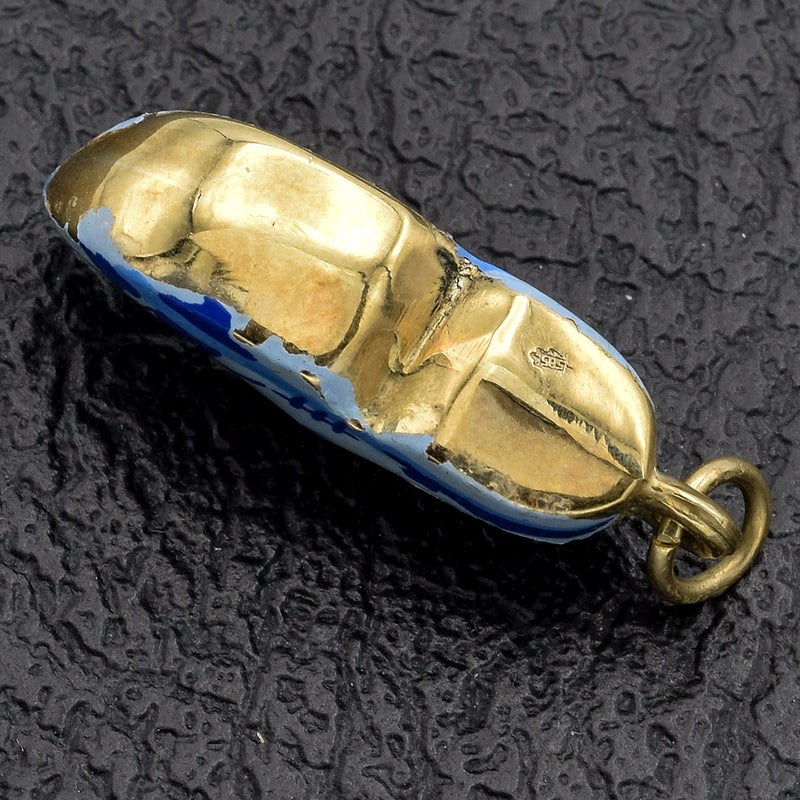 Vintage 14K Yellow Gold Enamel Dutch Clog Shoe Charm Pendant