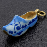 Vintage 14K Yellow Gold Enamel Dutch Clog Shoe Charm Pendant