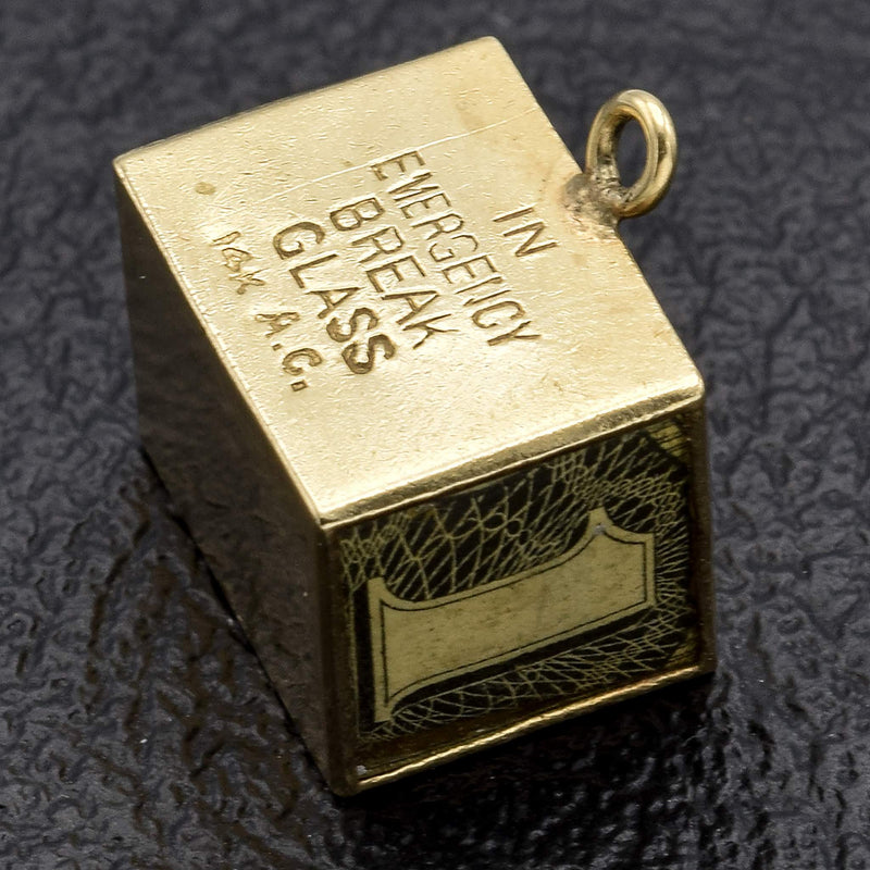 Vintage 14K Yellow Gold Money Cube Charm Pendant