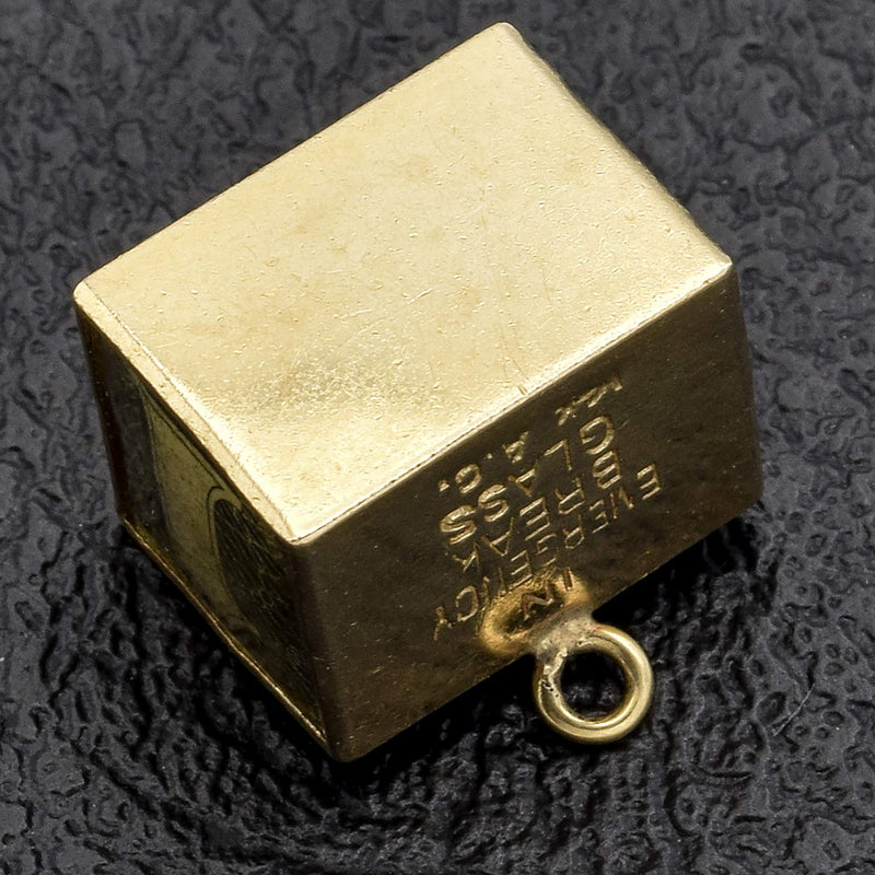 Vintage 14K Yellow Gold Money Cube Charm Pendant