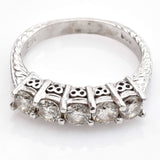Antique 14K White Gold 1.15 TCW Diamond Etched Band Ring