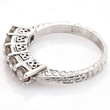 Antique 14K White Gold 1.15 TCW Diamond Etched Band Ring