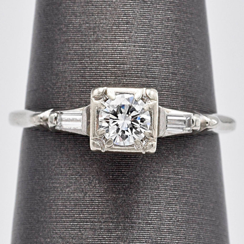 Antique 14K White Gold Diamond Band Ring