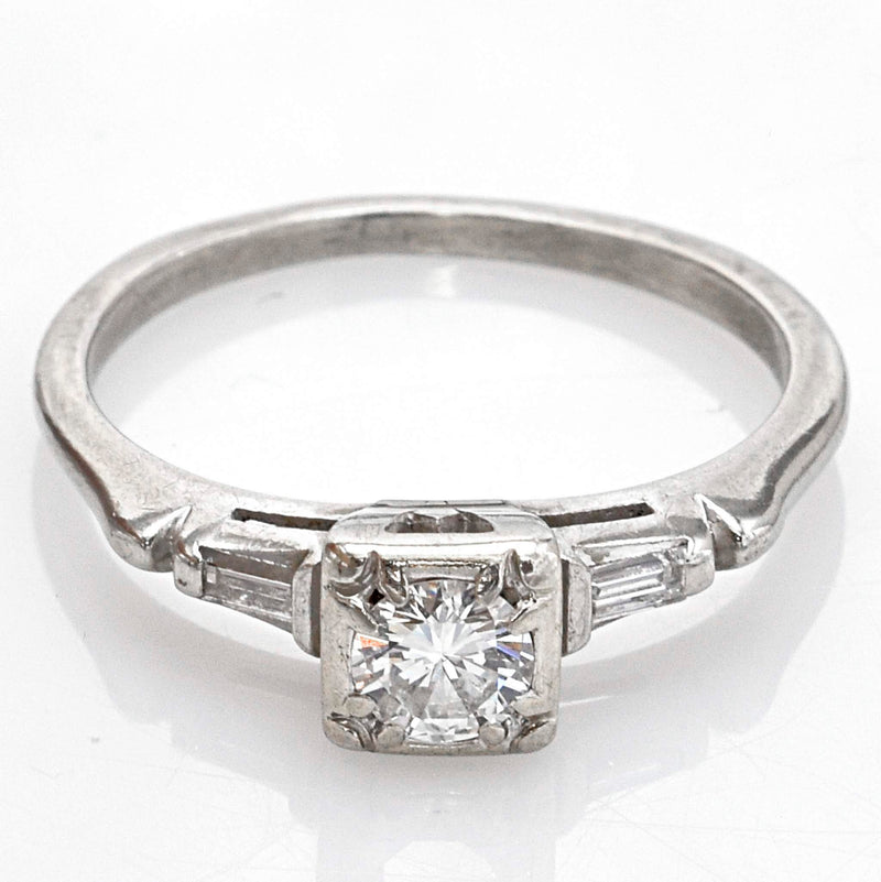 Antique 14K White Gold Diamond Band Ring