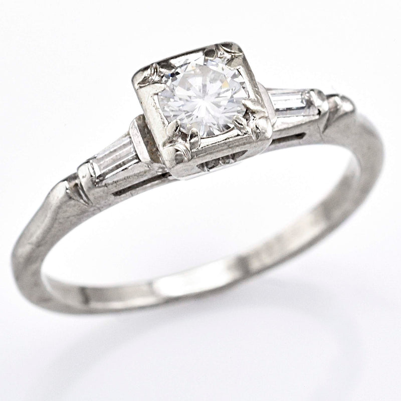 Antique 14K White Gold Diamond Band Ring
