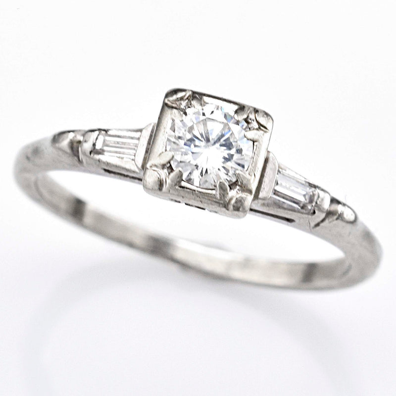 Antique 14K White Gold Diamond Band Ring