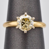 Estate 14K Yellow Gold 1.03 Ct Fancy Yellow Diamond Solitaire Band Ring