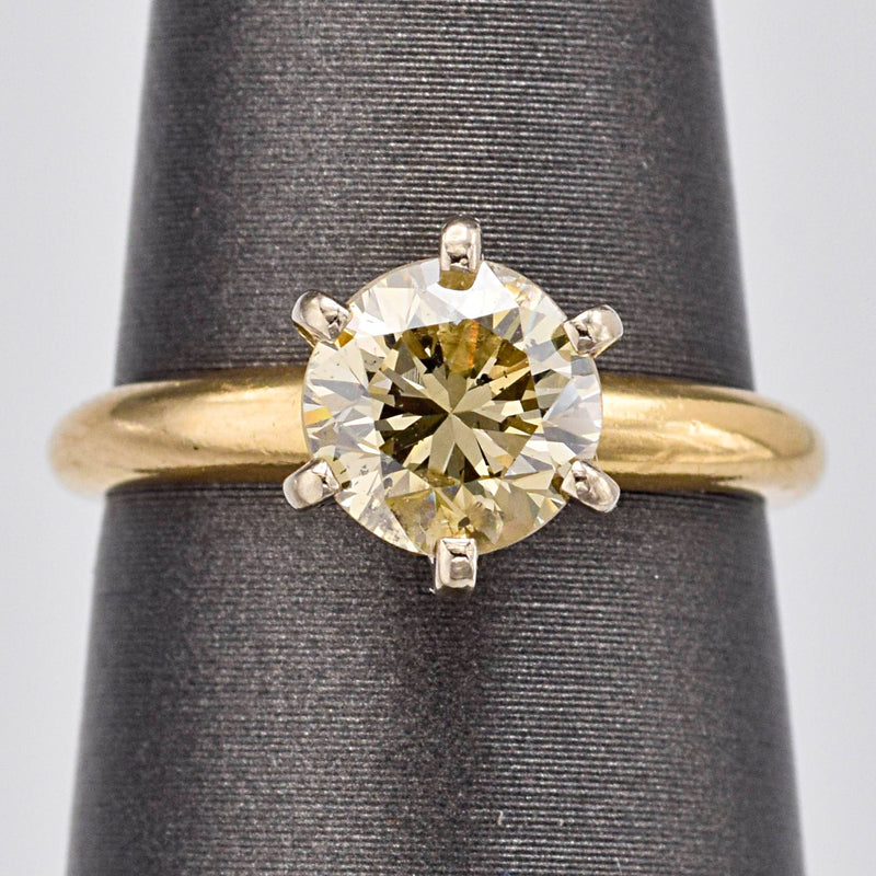 Estate 14K Yellow Gold 1.03 Ct Fancy Yellow Diamond Solitaire Band Ring