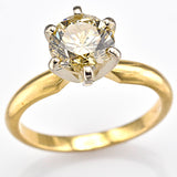 Estate 14K Yellow Gold 1.03 Ct Fancy Yellow Diamond Solitaire Band Ring