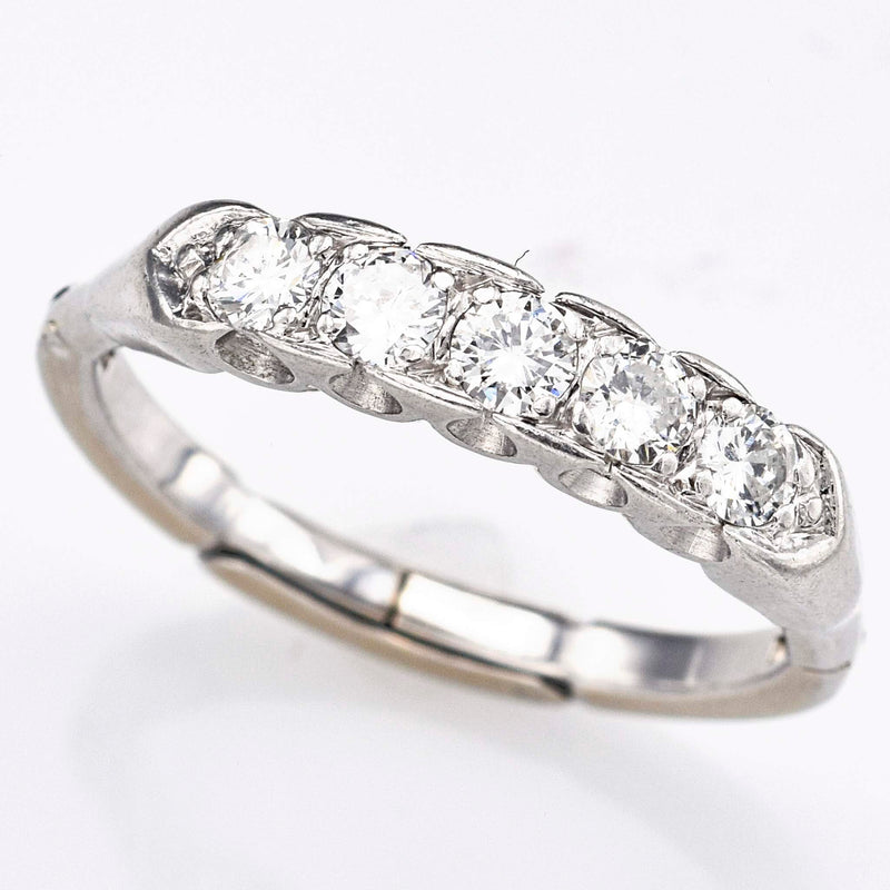 Vintage 14K Gold Diamond Hinged Shank Band Ring
