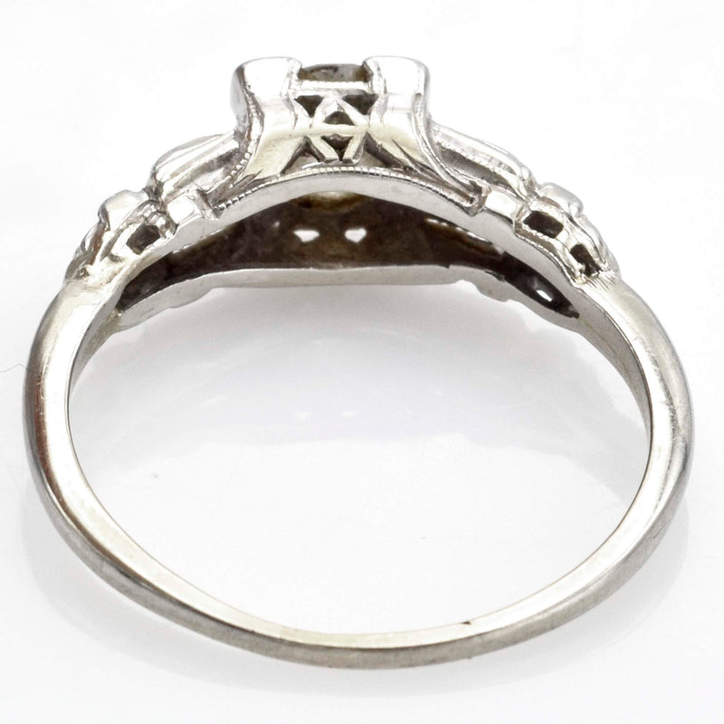 Antique 18K White Gold Diamond Art Deco Band Ring