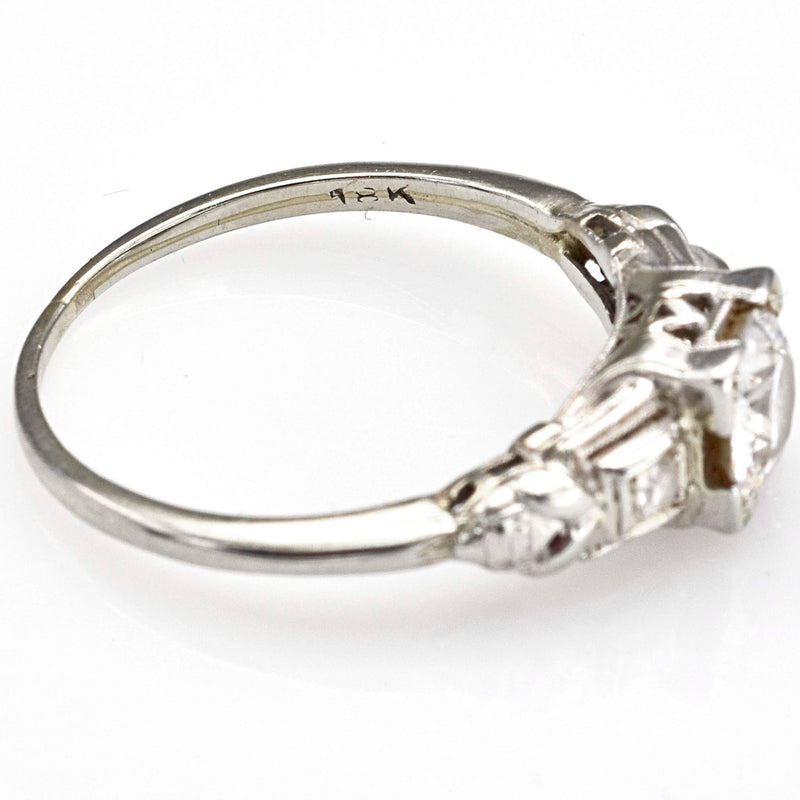 Antique 18K White Gold Diamond Art Deco Band Ring