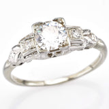 Antique 18K White Gold Diamond Art Deco Band Ring