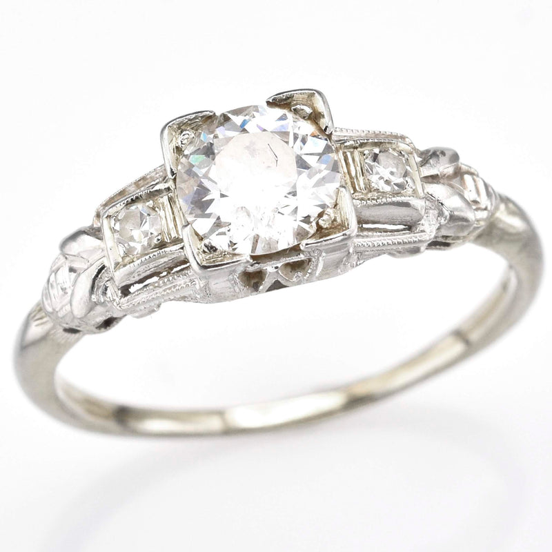 Antique 18K White Gold Diamond Art Deco Band Ring