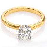 Antique 18K Yellow Gold Old Euro Diamond Solitaire Band Ring