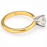 Antique 18K Yellow Gold Old Euro Diamond Solitaire Band Ring