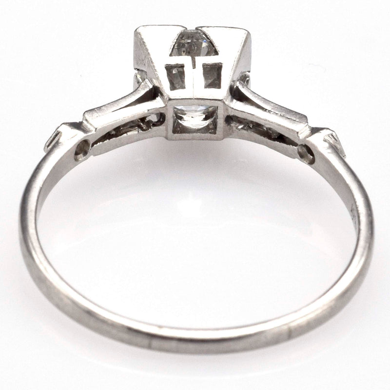 Antique Platinum 1.03 Carat Old Euro Diamond Art Deco Band Ring