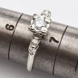 Antique 18K White Gold Diamond Art Deco Band Ring