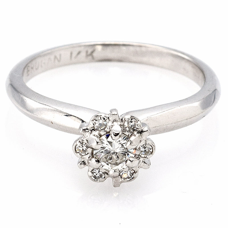 Vintage 14K White Gold 0.17 Ct Diamond Band Ring E/F VS-2