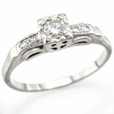 Antique 14K White Gold 0.17 Ct Diamond Art Deco Band Ring