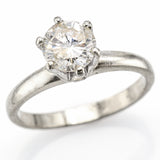 Antique 14K White Gold 0.80 Carat Diamond Solitaire Band Ring