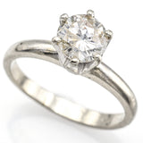 Antique 14K White Gold 0.80 Carat Diamond Solitaire Band Ring