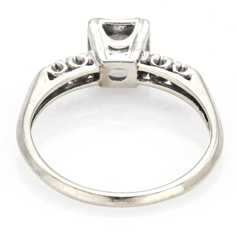 Antique 14K White Gold 0.27 TCW Old Euro Diamond Band Ring H/I SI-1