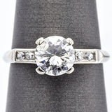 Antique 14K White Gold 1.03 CT Diamond Band Ring 6.5 mm