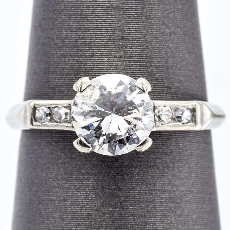 Antique 14K White Gold 1.03 CT Diamond Band Ring 6.5 mm