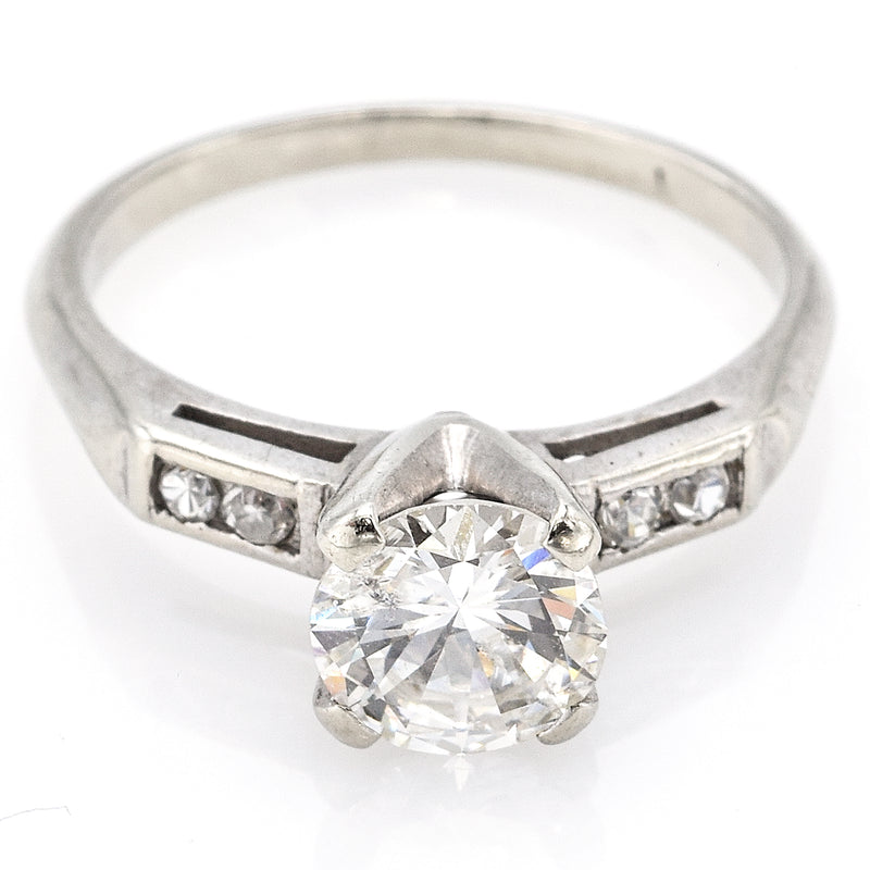 Antique 14K White Gold 1.03 CT Diamond Band Ring 6.5 mm