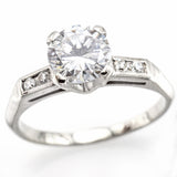 Antique 14K White Gold 1.03 CT Diamond Band Ring 6.5 mm