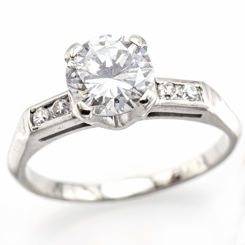 Antique 14K White Gold 1.03 CT Diamond Band Ring 6.5 mm
