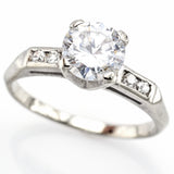 Antique 14K White Gold 1.03 CT Diamond Band Ring 6.5 mm