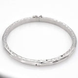 Antique Platinum Etched Hinged Bangle Bracelet