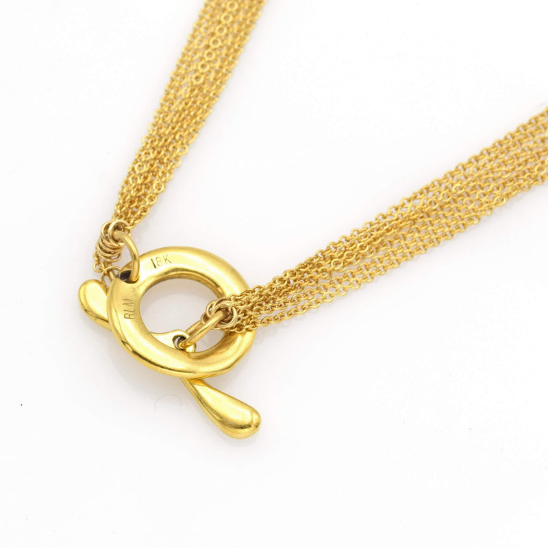 Vintage 18K Yellow Gold Multi-Chain Toggle Necklace