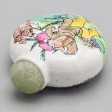 Antique Chinese White Porcelain & Jade Hand-Painted Snuff Bottle