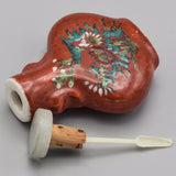 Antique Chinese Porcelain & Jade Floral Hand-Painted Snuff Bottle
