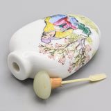 Antique Chinese White Porcelain & Jade Enamel Snuff Bottle