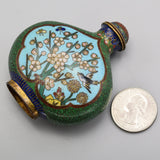 Antique Chinese Cloisonne Flask Shape Floral Snuff Bottle