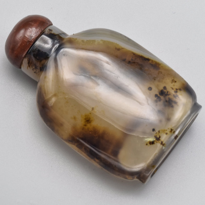 Antique Chinese Agate & Wood Snuff Bottle