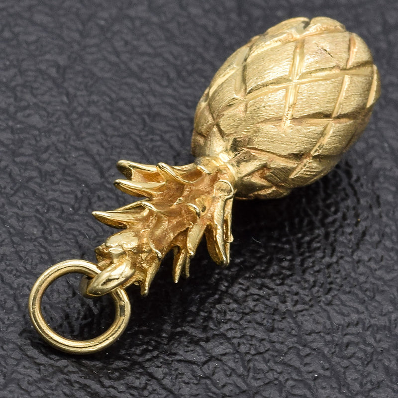 Vintage 14K Yellow Gold Pineapple Charm Pendant