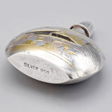 Vintage Japanese Sterling Silver Etched Landscape Perfume Bottle