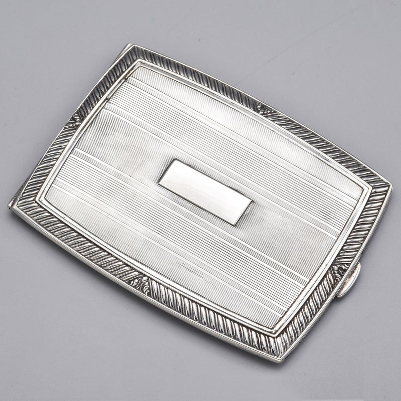 Antique Sterling Silver Etched Cigarette Money Clip Case Holder Box