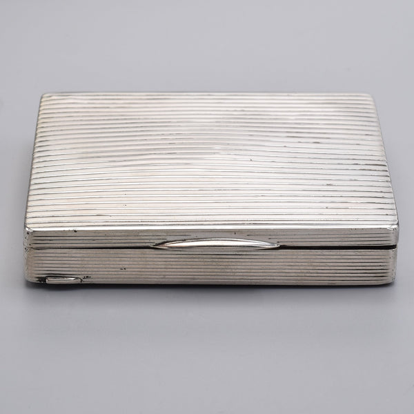 Vintage Sterling Silver Ribbed Cigarette Case Holder Box