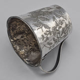Antique Japanese Sterling Silver Floral Etched Cup Mug