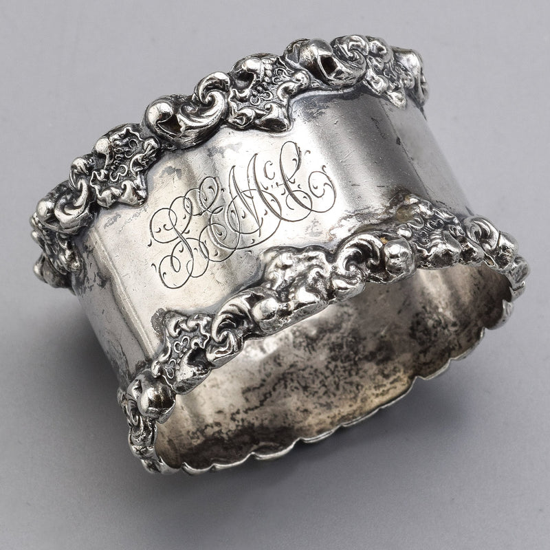 Vintage Sterling Silver Etched Napkin Rings Lot of 10