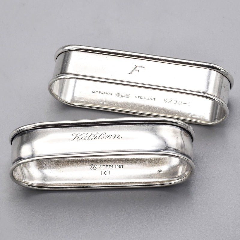Vintage Sterling Silver Etched Napkin Rings Lot of 10