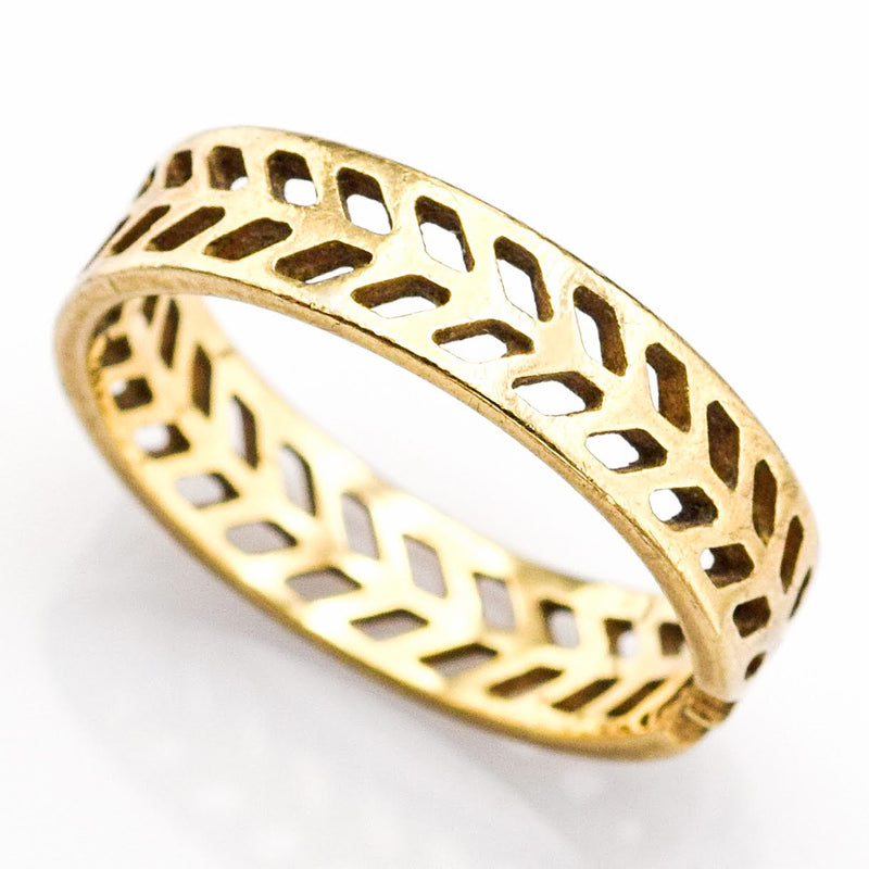 Ortak Frank Lloyd Wright 9K Yellow Gold Art Deco Filigree Band Ring