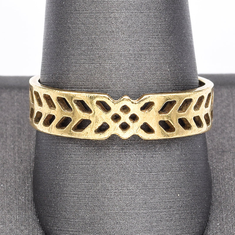 Ortak Frank Lloyd Wright 9K Yellow Gold Art Deco Filigree Band Ring